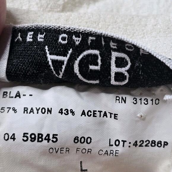 Vintage AGB Byer Black Cream Floral Stitch Button Up Boxy Chemise Size Large - Picture 7 of 10